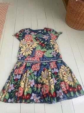 Gymboree Navy Floral Cotton Dress with Multicolor Blooms